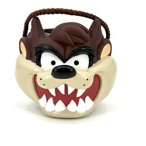 Vintage TAZ Tasmanian Devil Vinyl Plastic Halloween Candy Bucket Applause 1997